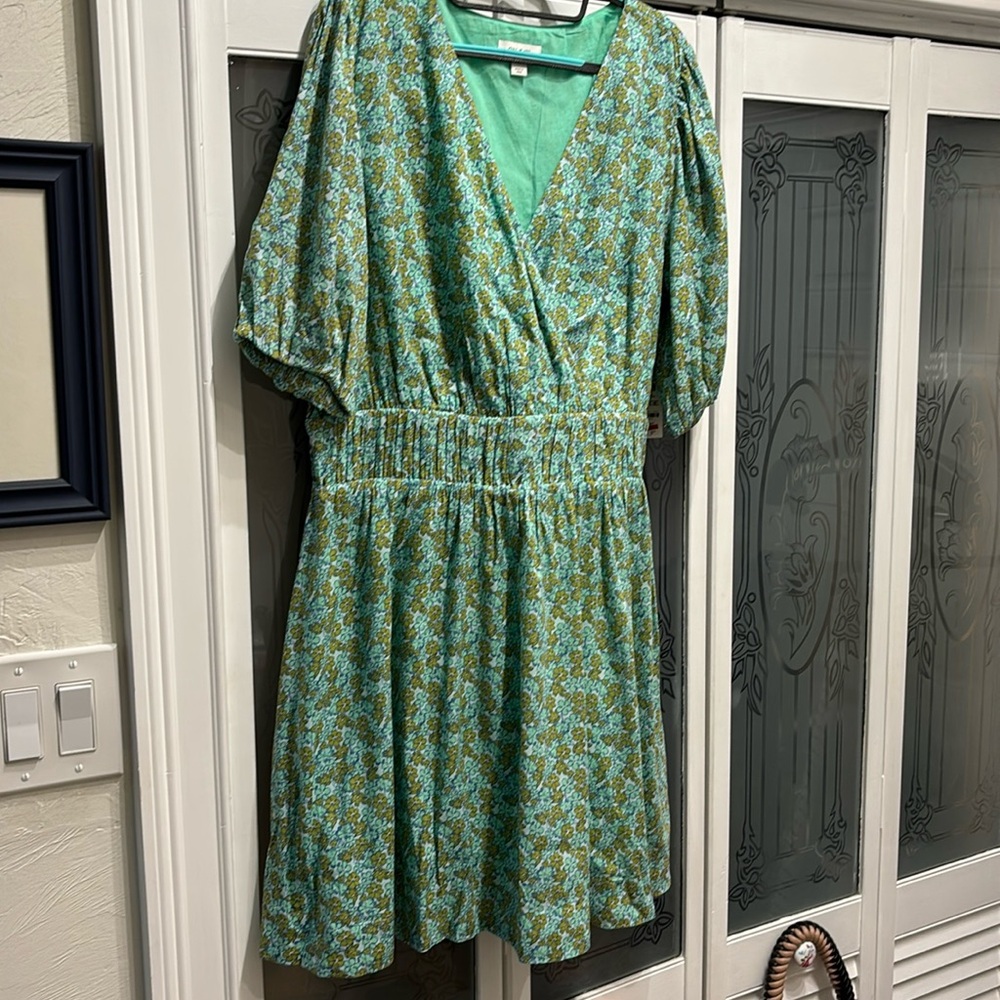 Green Floral Wrap Dress